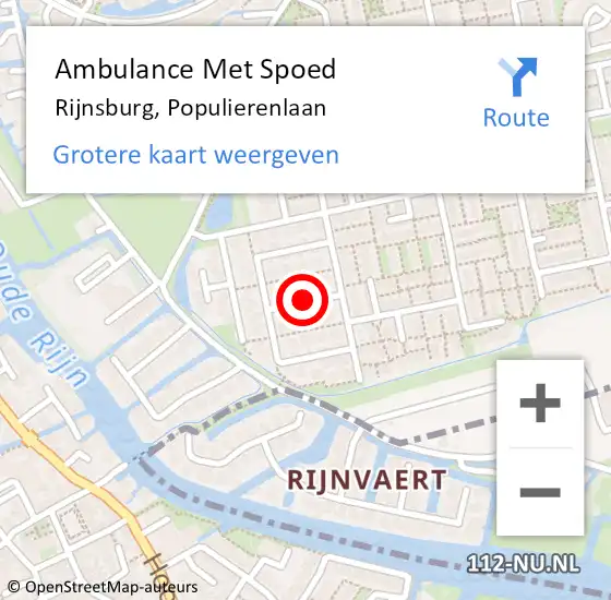 Locatie op kaart van de 112 melding: Ambulance Met Spoed Naar Rijnsburg, Populierenlaan op 23 juli 2017 17:47