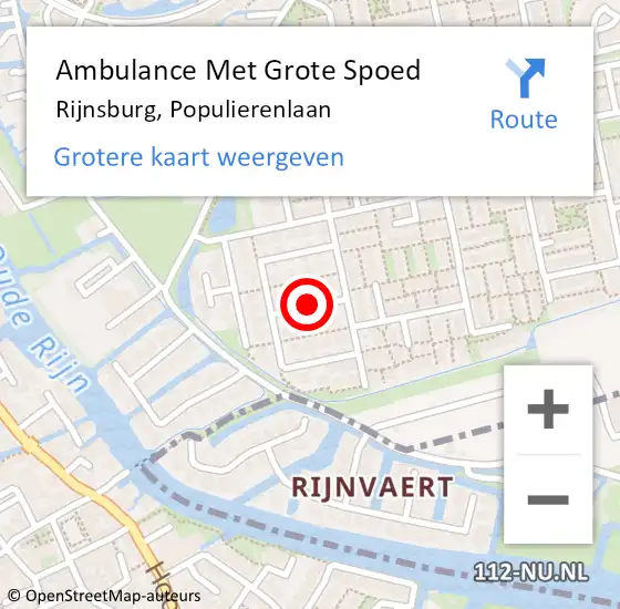 Locatie op kaart van de 112 melding: Ambulance Met Grote Spoed Naar Rijnsburg, Populierenlaan op 23 juli 2017 17:49