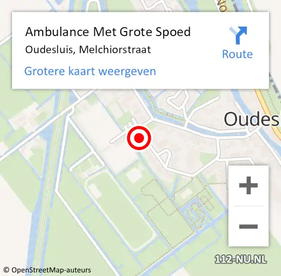 Locatie op kaart van de 112 melding: Ambulance Met Grote Spoed Naar Oudesluis, Melchiorstraat op 23 juli 2017 18:00