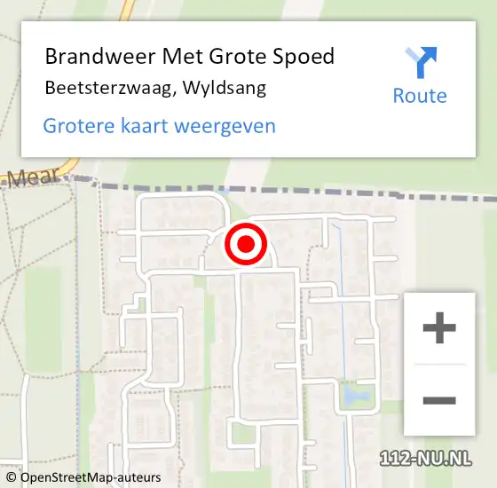 Locatie op kaart van de 112 melding: Brandweer Met Grote Spoed Naar Beetsterzwaag, Wyldsang op 27 januari 2014 19:57