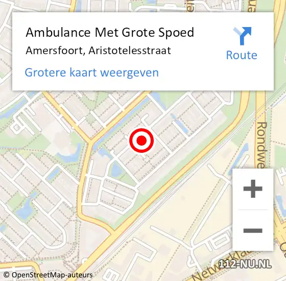 Locatie op kaart van de 112 melding: Ambulance Met Grote Spoed Naar Amersfoort, Aristotelesstraat op 23 juli 2017 19:10