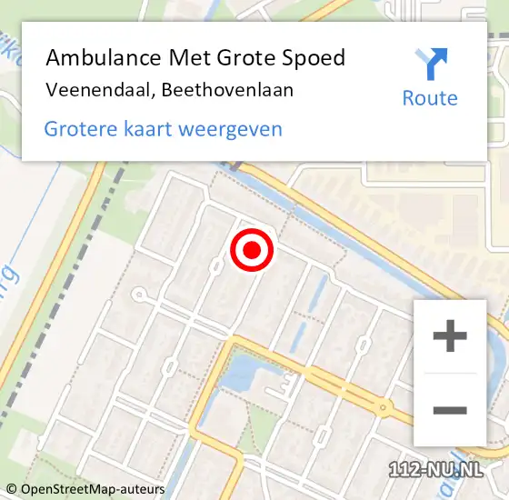 Locatie op kaart van de 112 melding: Ambulance Met Grote Spoed Naar Veenendaal, Beethovenlaan op 23 juli 2017 19:26