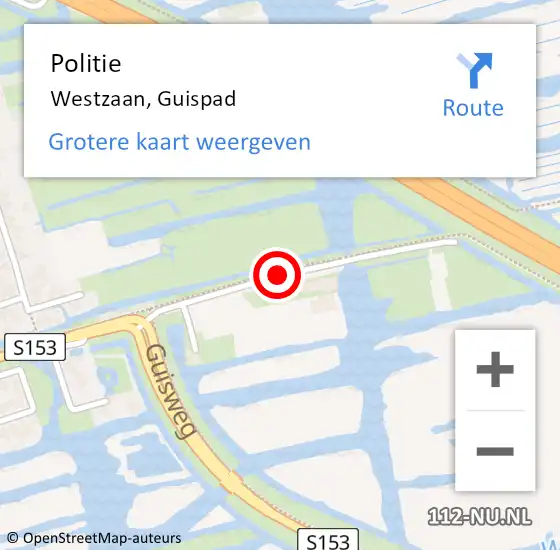 Locatie op kaart van de 112 melding: Politie Westzaan, Guispad op 23 juli 2017 19:59