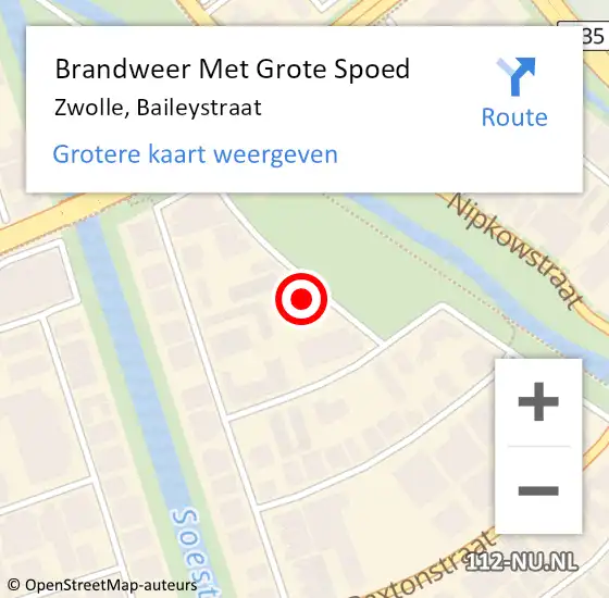 Locatie op kaart van de 112 melding: Brandweer Met Grote Spoed Naar Zwolle, Baileystraat op 23 juli 2017 20:30