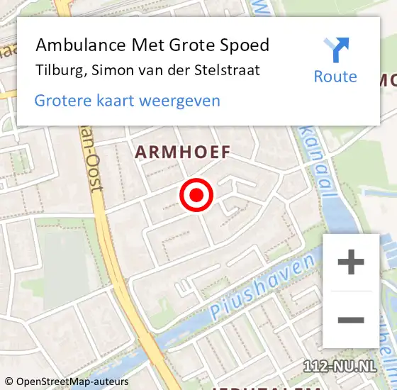 Locatie op kaart van de 112 melding: Ambulance Met Grote Spoed Naar Tilburg, Simon van der Stelstraat op 23 juli 2017 20:38