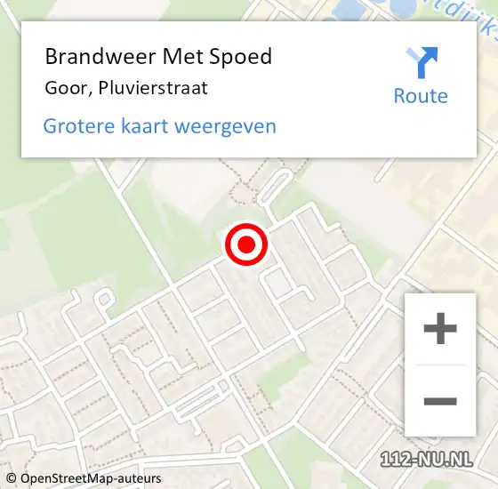 Locatie op kaart van de 112 melding: Brandweer Met Spoed Naar Goor, Pluvierstraat op 23 juli 2017 20:40