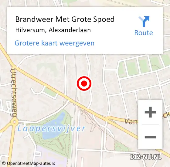 Locatie op kaart van de 112 melding: Brandweer Met Grote Spoed Naar Hilversum, Alexanderlaan op 23 juli 2017 20:41