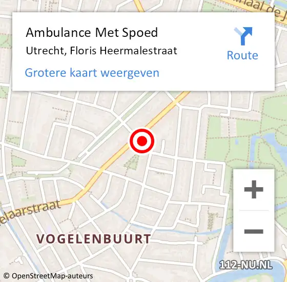 Locatie op kaart van de 112 melding: Ambulance Met Spoed Naar Utrecht, Floris Heermalestraat op 23 juli 2017 21:24