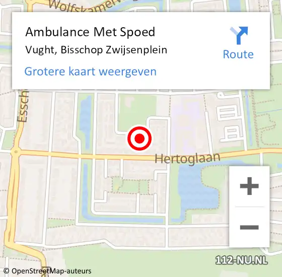 Locatie op kaart van de 112 melding: Ambulance Met Spoed Naar Vught, Bisschop Zwijsenplein op 23 juli 2017 22:02