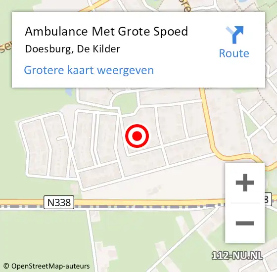 Locatie op kaart van de 112 melding: Ambulance Met Grote Spoed Naar Doesburg, De Kilder op 24 juli 2017 00:21