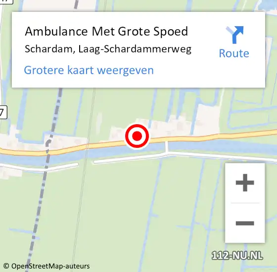 Locatie op kaart van de 112 melding: Ambulance Met Grote Spoed Naar Schardam, Laag-Schardammerweg op 24 juli 2017 01:44