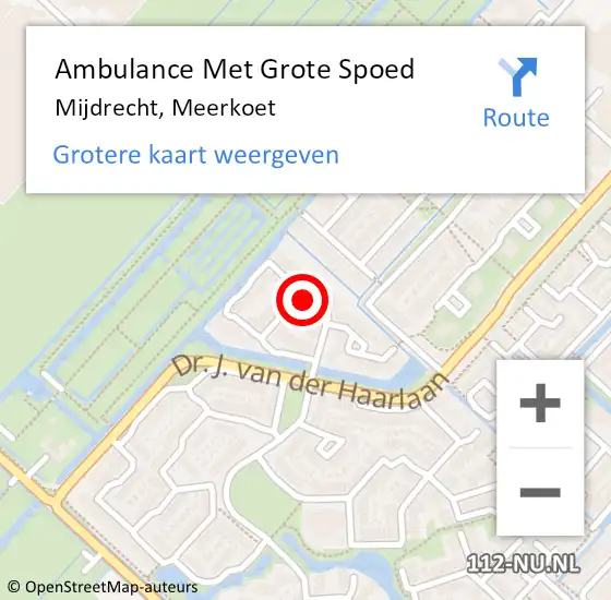 Locatie op kaart van de 112 melding: Ambulance Met Grote Spoed Naar Mijdrecht, Meerkoet op 24 juli 2017 02:24