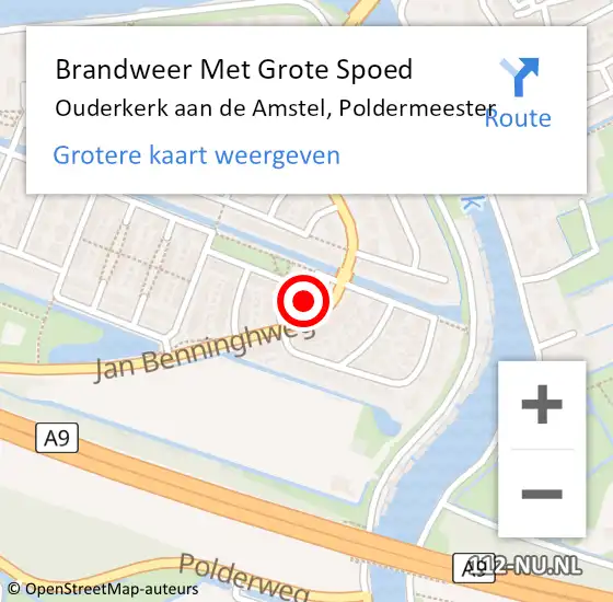 Locatie op kaart van de 112 melding: Brandweer Met Grote Spoed Naar Ouderkerk aan de Amstel, Poldermeester op 24 juli 2017 02:41