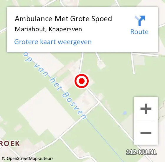 Locatie op kaart van de 112 melding: Ambulance Met Grote Spoed Naar Mariahout, Knapersven op 24 juli 2017 02:44