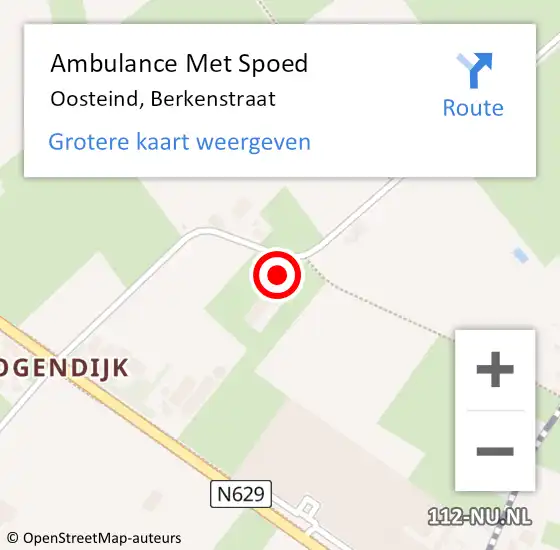 Locatie op kaart van de 112 melding: Ambulance Met Spoed Naar Oosteind, Berkenstraat op 24 juli 2017 05:56