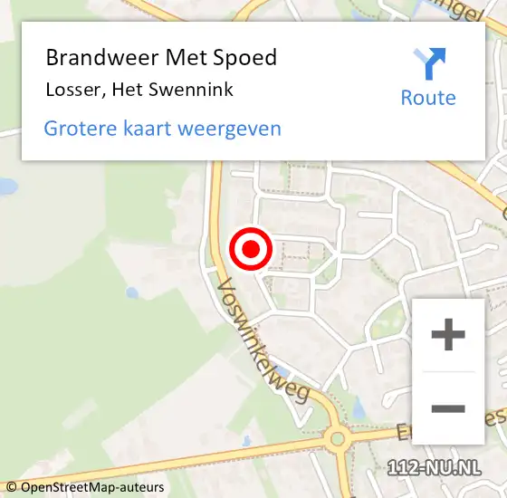 Locatie op kaart van de 112 melding: Brandweer Met Spoed Naar Losser, Het Swennink op 24 juli 2017 06:35