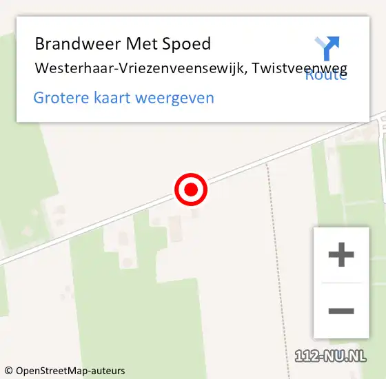 Locatie op kaart van de 112 melding: Brandweer Met Spoed Naar Westerhaar-Vriezenveensewijk, Twistveenweg op 24 juli 2017 06:42