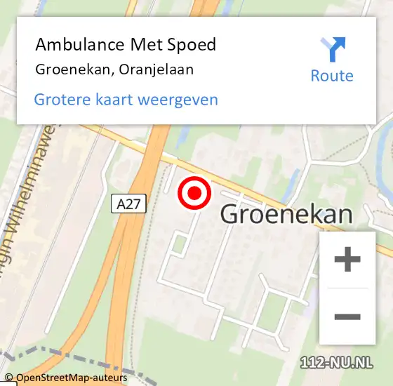 Locatie op kaart van de 112 melding: Ambulance Met Spoed Naar Groenekan, Oranjelaan op 24 juli 2017 07:35