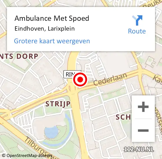 Locatie op kaart van de 112 melding: Ambulance Met Spoed Naar Eindhoven, Larixplein op 24 juli 2017 07:46