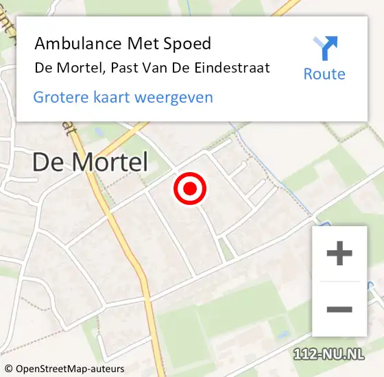 Locatie op kaart van de 112 melding: Ambulance Met Spoed Naar De Mortel, Past Van De Eindestraat op 24 juli 2017 08:05