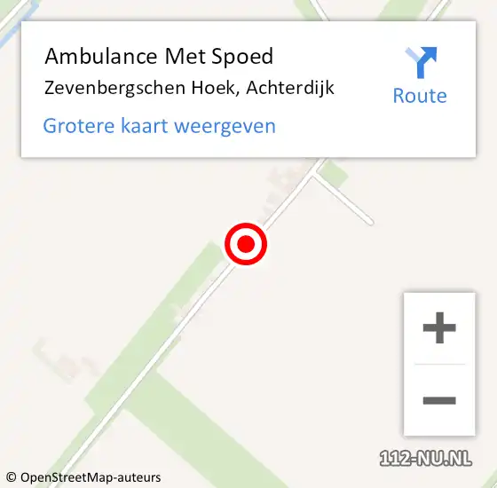 Locatie op kaart van de 112 melding: Ambulance Met Spoed Naar Zevenbergschen Hoek, Achterdijk op 24 juli 2017 08:28