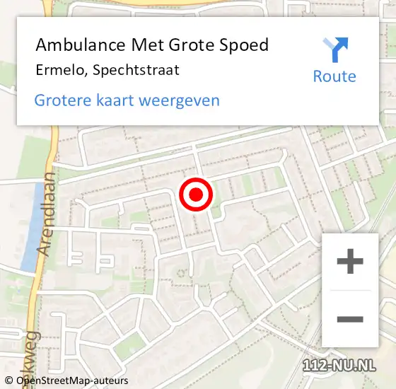 Locatie op kaart van de 112 melding: Ambulance Met Grote Spoed Naar Ermelo, Spechtstraat op 24 juli 2017 08:38