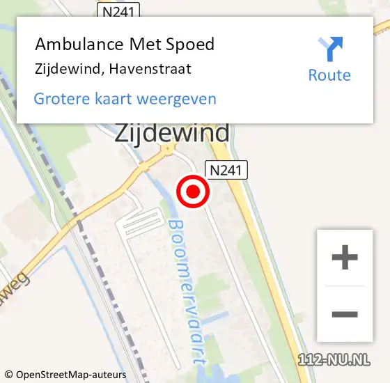 Locatie op kaart van de 112 melding: Ambulance Met Spoed Naar Zijdewind, Havenstraat op 27 januari 2014 21:15