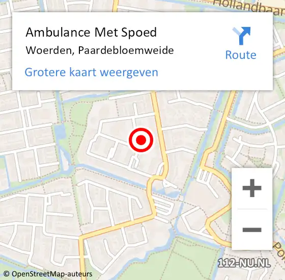 Locatie op kaart van de 112 melding: Ambulance Met Spoed Naar Woerden, Paardebloemweide op 24 juli 2017 10:39