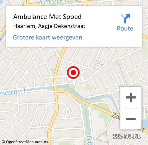 Locatie op kaart van de 112 melding: Ambulance Met Spoed Naar Haarlem, Aagje Dekenstraat op 24 juli 2017 11:10