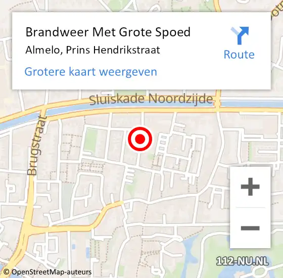 Locatie op kaart van de 112 melding: Brandweer Met Grote Spoed Naar Almelo, Prins Hendrikstraat op 24 juli 2017 11:36