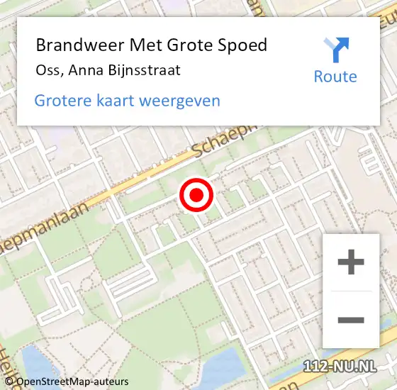 Locatie op kaart van de 112 melding: Brandweer Met Grote Spoed Naar Oss, Anna Bijnsstraat op 24 juli 2017 12:02