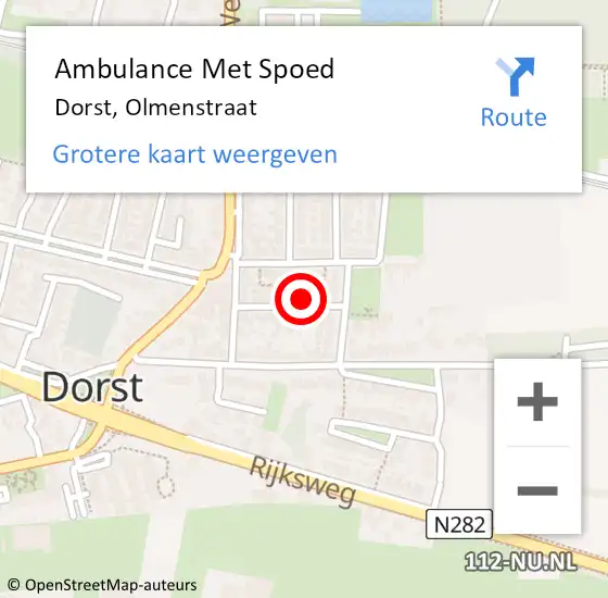 Locatie op kaart van de 112 melding: Ambulance Met Spoed Naar Dorst, Olmenstraat op 24 juli 2017 12:09