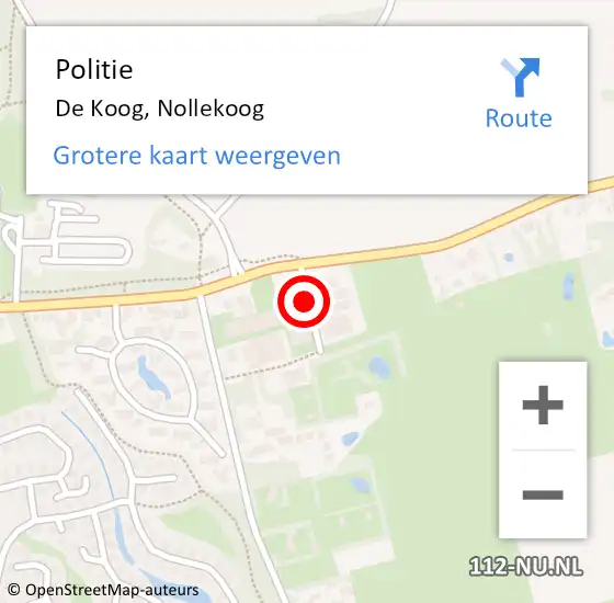 Locatie op kaart van de 112 melding: Politie De Koog, Nollekoog op 24 juli 2017 12:10