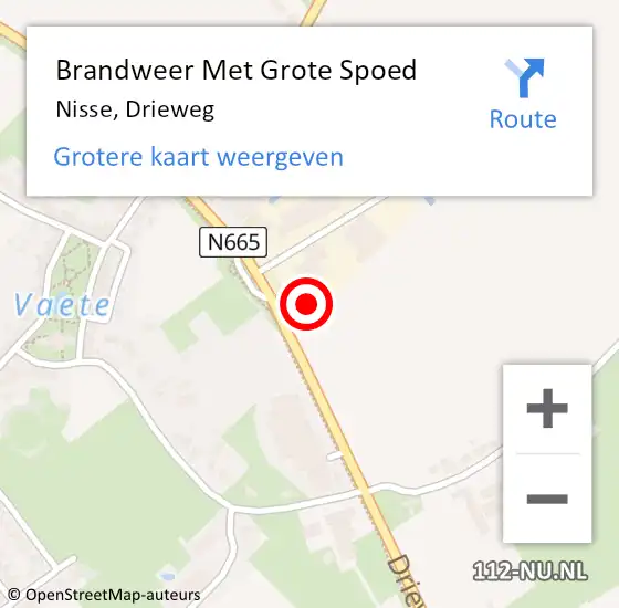 Locatie op kaart van de 112 melding: Brandweer Met Grote Spoed Naar Nisse, Drieweg op 24 juli 2017 12:20