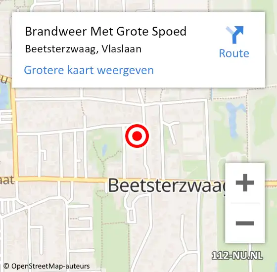 Locatie op kaart van de 112 melding: Brandweer Met Grote Spoed Naar Beetsterzwaag, Vlaslaan op 24 juli 2017 12:30