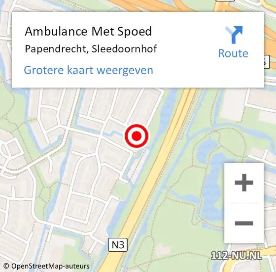 Locatie op kaart van de 112 melding: Ambulance Met Spoed Naar Papendrecht, Sleedoornhof op 24 juli 2017 12:39