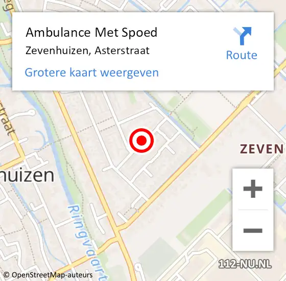 Locatie op kaart van de 112 melding: Ambulance Met Spoed Naar Zevenhuizen, Asterstraat op 24 juli 2017 13:46