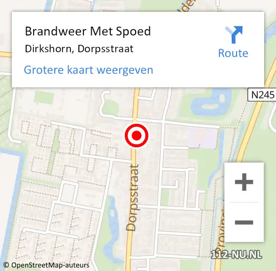 Locatie op kaart van de 112 melding: Brandweer Met Spoed Naar Dirkshorn, Dorpsstraat op 24 juli 2017 13:56