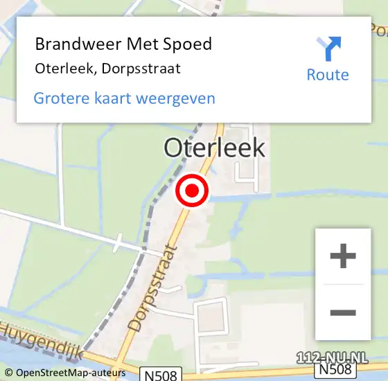 Locatie op kaart van de 112 melding: Brandweer Met Spoed Naar Oterleek, Dorpsstraat op 24 juli 2017 14:33