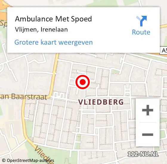 Locatie op kaart van de 112 melding: Ambulance Met Spoed Naar Vlijmen, Irenelaan op 24 juli 2017 15:02