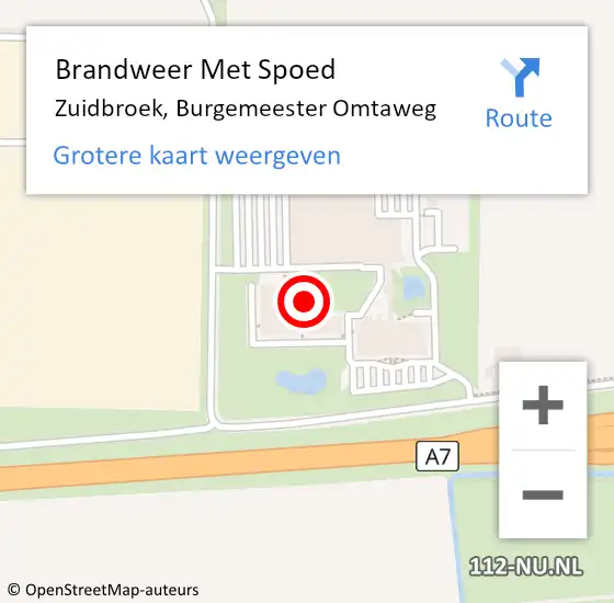 Locatie op kaart van de 112 melding: Brandweer Met Spoed Naar Zuidbroek, Burgemeester Omtaweg op 24 juli 2017 15:57