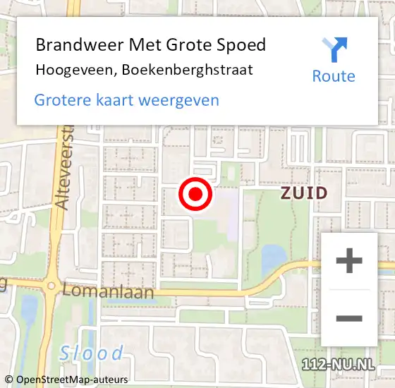 Locatie op kaart van de 112 melding: Brandweer Met Grote Spoed Naar Hoogeveen, Boekenberghstraat op 24 juli 2017 16:43