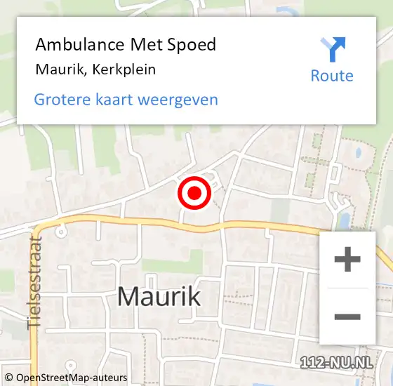 Locatie op kaart van de 112 melding: Ambulance Met Spoed Naar Maurik, Kerkplein op 24 juli 2017 17:38
