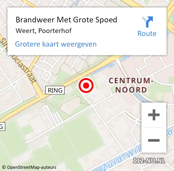 Locatie op kaart van de 112 melding: Brandweer Met Grote Spoed Naar Weert, Poorterhof op 24 juli 2017 17:49