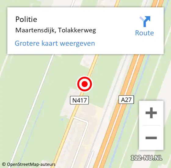 Locatie op kaart van de 112 melding: Politie Maartensdijk, Tolakkerweg op 24 juli 2017 18:01