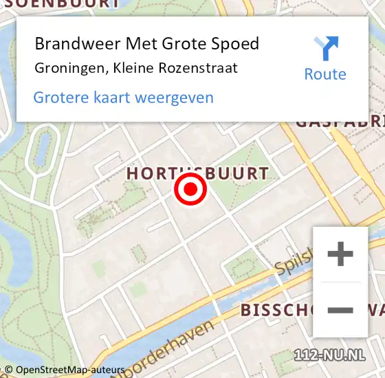 Locatie op kaart van de 112 melding: Brandweer Met Grote Spoed Naar Groningen, Kleine Rozenstraat op 24 juli 2017 18:58