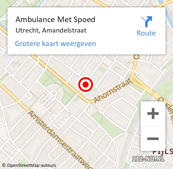 Locatie op kaart van de 112 melding: Ambulance Met Spoed Naar Utrecht, Amandelstraat op 24 juli 2017 19:27