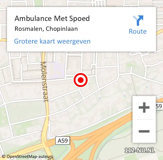 Locatie op kaart van de 112 melding: Ambulance Met Spoed Naar Rosmalen, Chopinlaan op 24 juli 2017 19:46