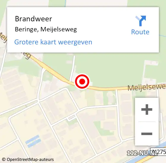 Locatie op kaart van de 112 melding: Brandweer Beringe, Meijelseweg op 24 juli 2017 21:13