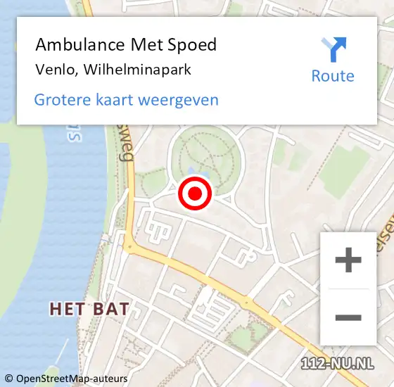 Locatie op kaart van de 112 melding: Ambulance Met Spoed Naar Venlo, Wilhelminapark op 24 juli 2017 21:19